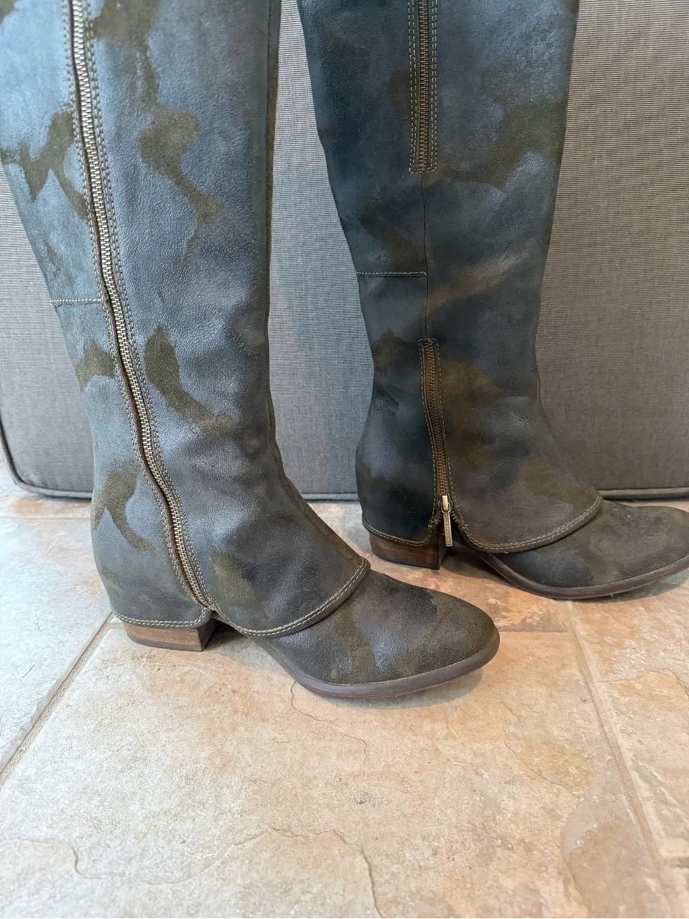 Donald J. Pliner Olive Green Camo Boots